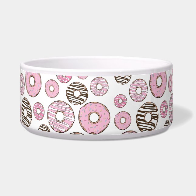 Pattern Of Donuts, Pink Donuts, White Donuts Bowl (Front)
