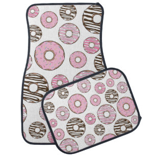 Pattern Of Donuts, Pink Donuts, White Donuts Car Floor Mat