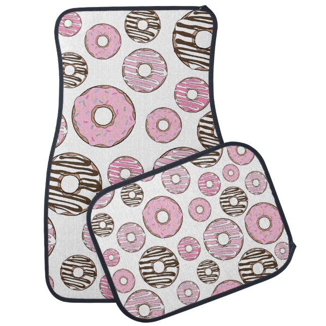 Pattern Of Donuts, Pink Donuts, White Donuts Car Floor Mat (Set)