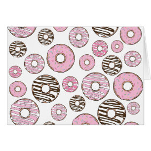 Pattern Of Donuts, Pink Donuts, White Donuts Cards