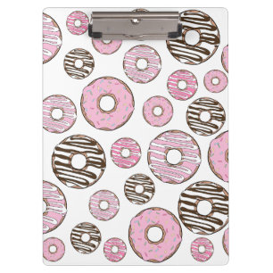 Pattern Of Donuts, Pink Donuts, White Donuts Clipboard