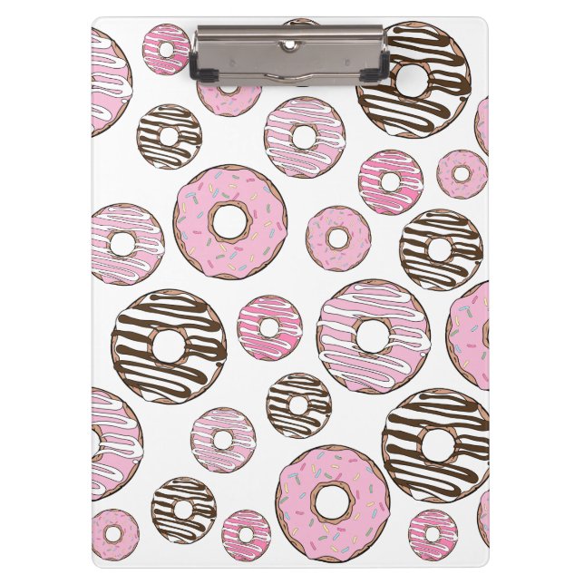 Pattern Of Donuts, Pink Donuts, White Donuts Clipboard (Front)
