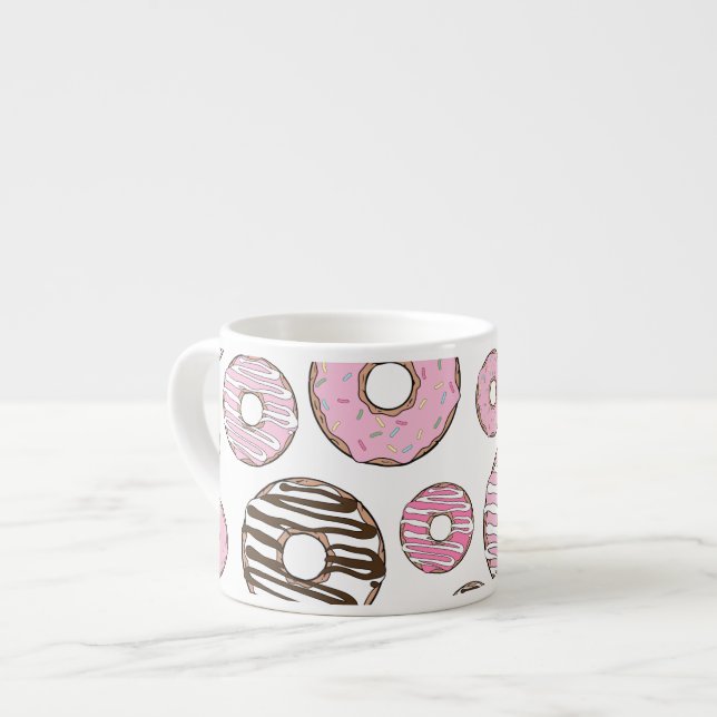 Pattern Of Donuts, Pink Donuts, White Donuts Espresso Cup (Front Left)