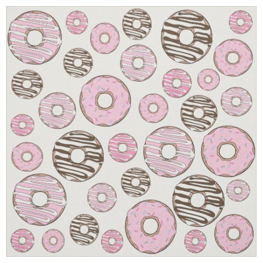 Pattern Of Donuts, Pink Donuts, White Donuts Fabric