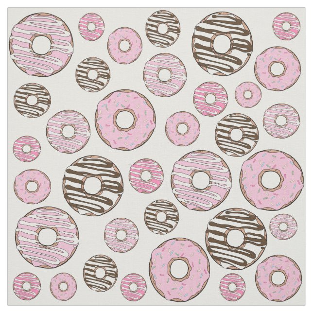 Pattern Of Donuts, Pink Donuts, White Donuts Fabric (Swatch)