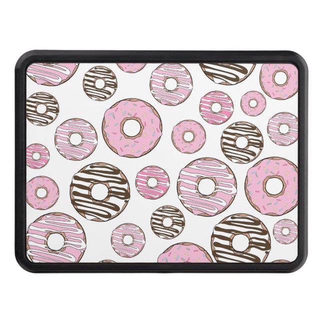 Pattern Of Donuts, Pink Donuts, White Donuts Hitch Cover (Front)