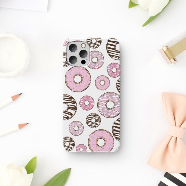 Pattern Of Donuts, Pink Donuts, White Donuts iPhone Case (Creator Uploaded)