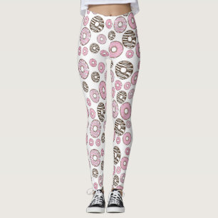Pattern Of Donuts, Pink Donuts, White Donuts Leggings