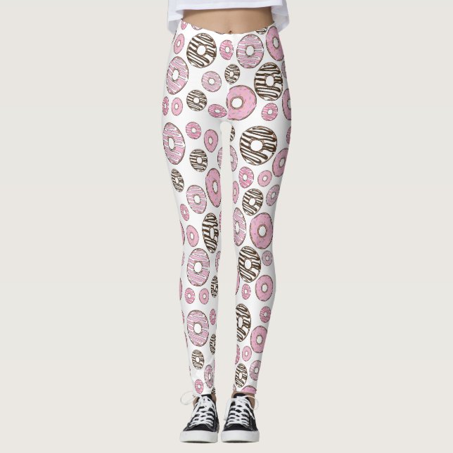 Pattern Of Donuts, Pink Donuts, White Donuts Leggings (Front)