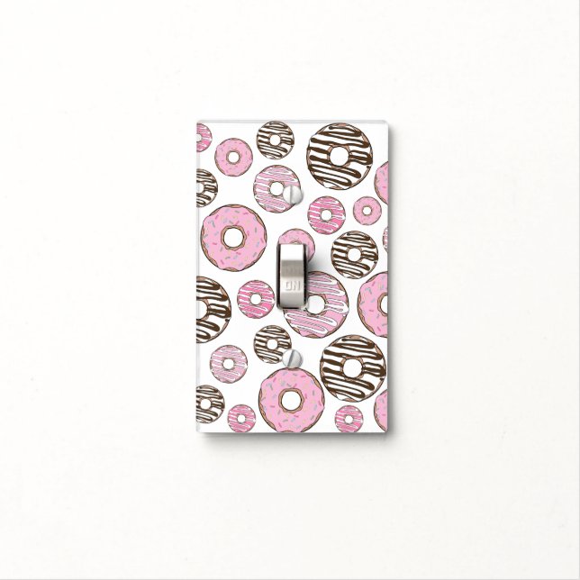 Pattern Of Donuts, Pink Donuts, White Donuts Light Switch Cover (In Situ)
