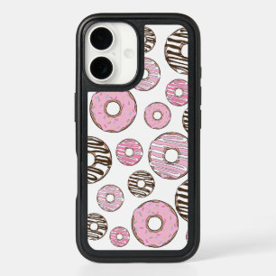 Pattern Of Donuts, Pink Donuts, White Donuts iPhone 16 Case