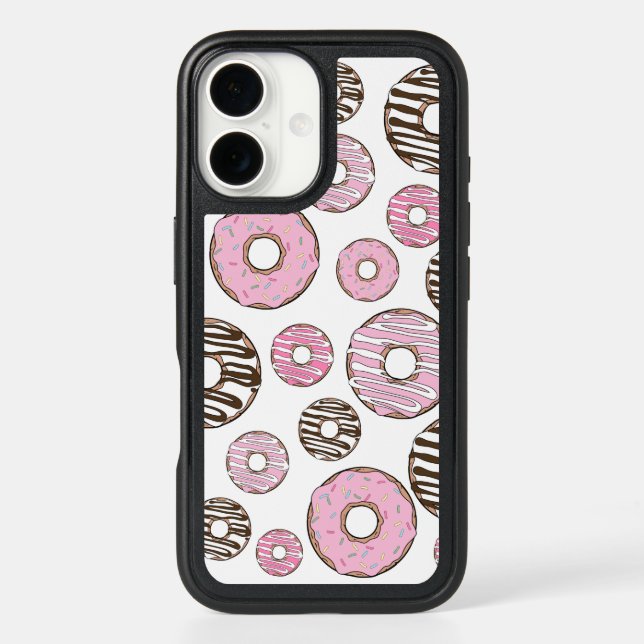 Pattern Of Donuts, Pink Donuts, White Donuts Otterbox iPhone Case (Back)