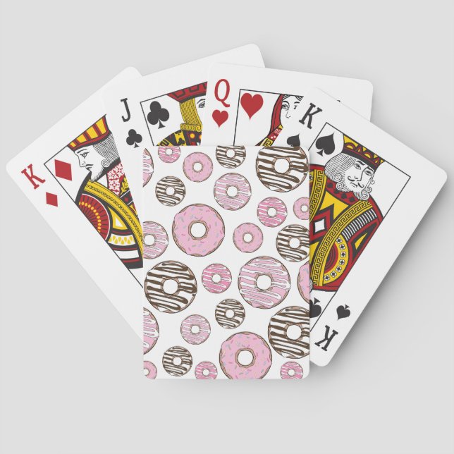 Pattern Of Donuts, Pink Donuts, White Donuts Poker Cards (Back)