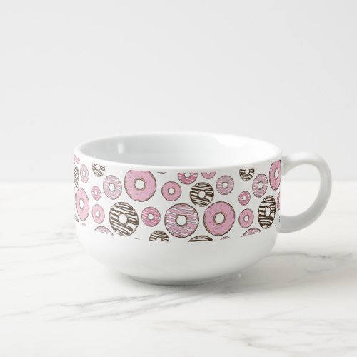 Pattern Of Donuts Pink Donuts White Donuts Soup Mug