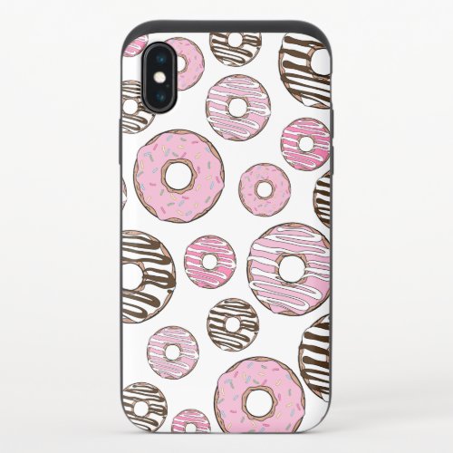 Pattern Of Donuts Pink Donuts White Donuts iPhone X Slider Case