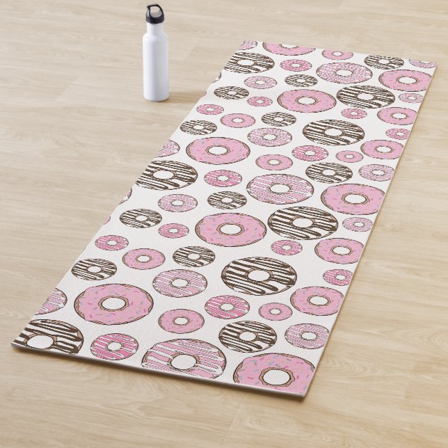 Pattern Of Donuts, Pink Donuts, White Donuts Yoga Mat (In Situ)