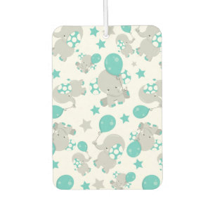Pattern Of Elephants, Cute Elephants - Blue Gray Air Freshener