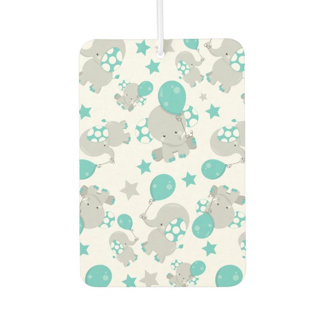 Pattern Of Elephants, Cute Elephants - Blue Gray Air Freshener (Front)
