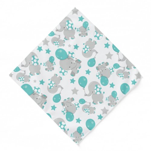 Pattern Of Elephants Cute Elephants _ Blue Gray Bandana