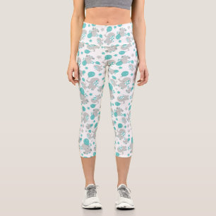 Pattern Of Elephants, Cute Elephants - Blue Gray Capri Leggings