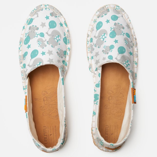 Pattern Of Elephants, Cute Elephants - Blue Gray Espadrilles (Front)