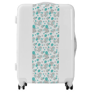 Pattern Of Elephants, Cute Elephants - Blue Gray Luggage