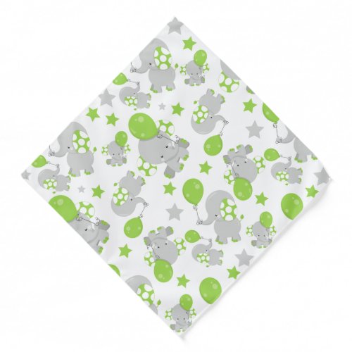 Pattern Of Elephants Cute Elephants _ Green Gray Bandana