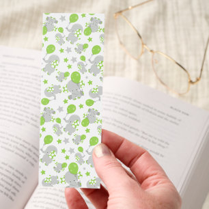 Pattern Of Elephants, Cute Elephants - Green Gray Bookmarks
