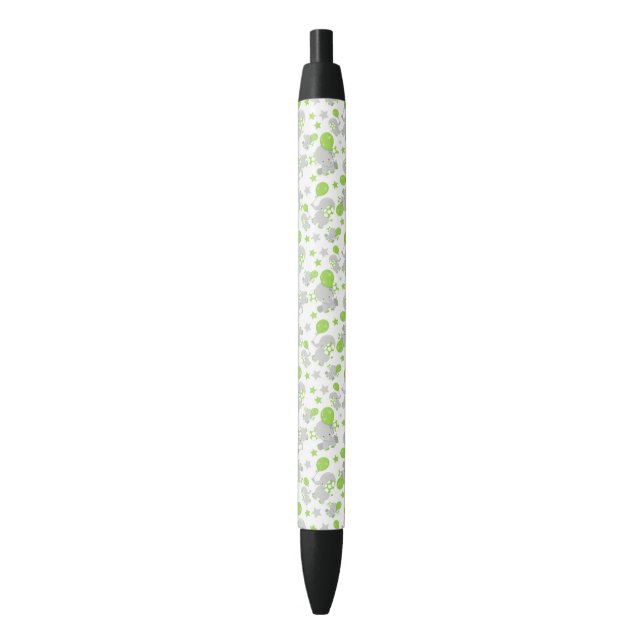 Pattern Of Elephants, Cute Elephants - Green Gray Pen (Front Vertical)