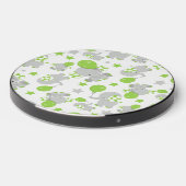Pattern Of Elephants, Cute Elephants - Green Gray Wireless Charger (Front 2)