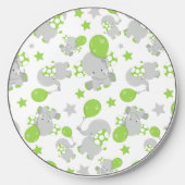 Pattern Of Elephants, Cute Elephants - Green Gray Wireless Charger (Front)