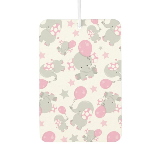 Pattern Of Elephants, Cute Elephants - Pink Gray Air Freshener (Front)