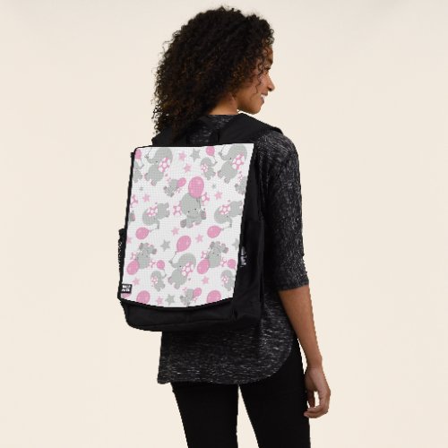 Pattern Of Elephants Cute Elephants _ Pink Gray Backpack