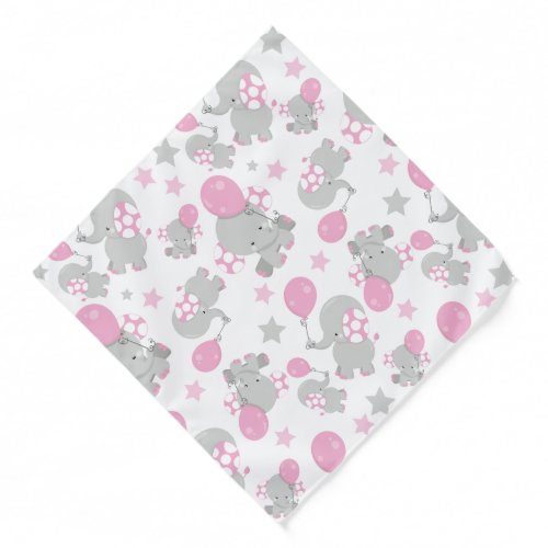 Pattern Of Elephants Cute Elephants _ Pink Gray Bandana