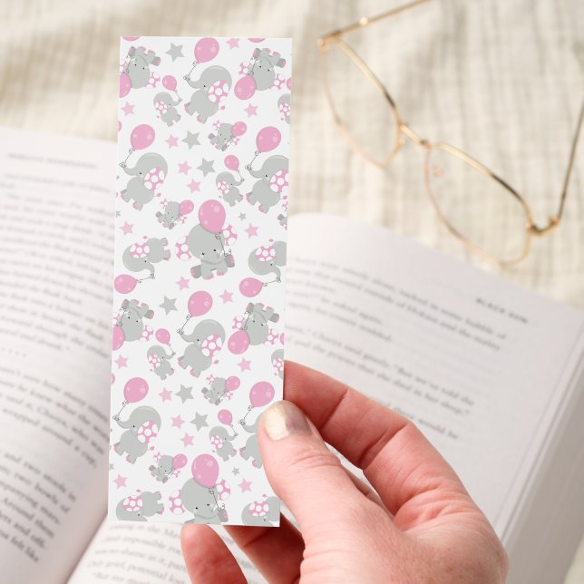 Pattern Of Elephants, Cute Elephants - Pink Gray Bookmarks (Hand)