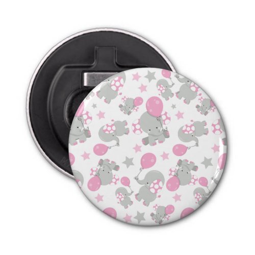 Pattern Of Elephants Cute Elephants _ Pink Gray Bottle Opener