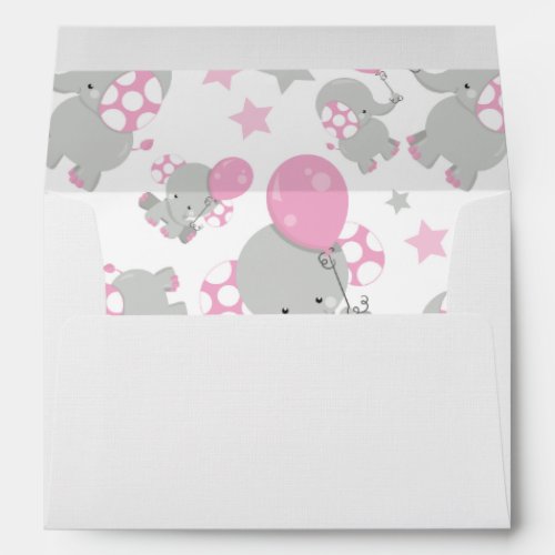 Pattern Of Elephants Cute Elephants _ Pink Gray Envelope