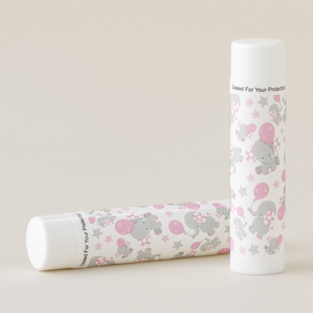 Pattern Of Elephants, Cute Elephants - Pink Gray Lip Balm (Front)