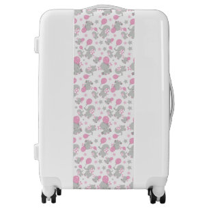 Pattern Of Elephants, Cute Elephants - Pink Gray Luggage