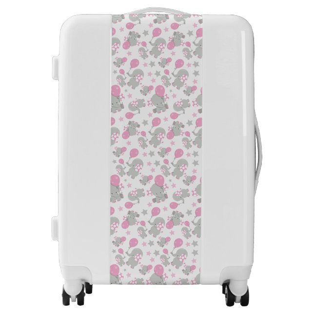 Pattern Of Elephants, Cute Elephants - Pink Gray Luggage (Front)