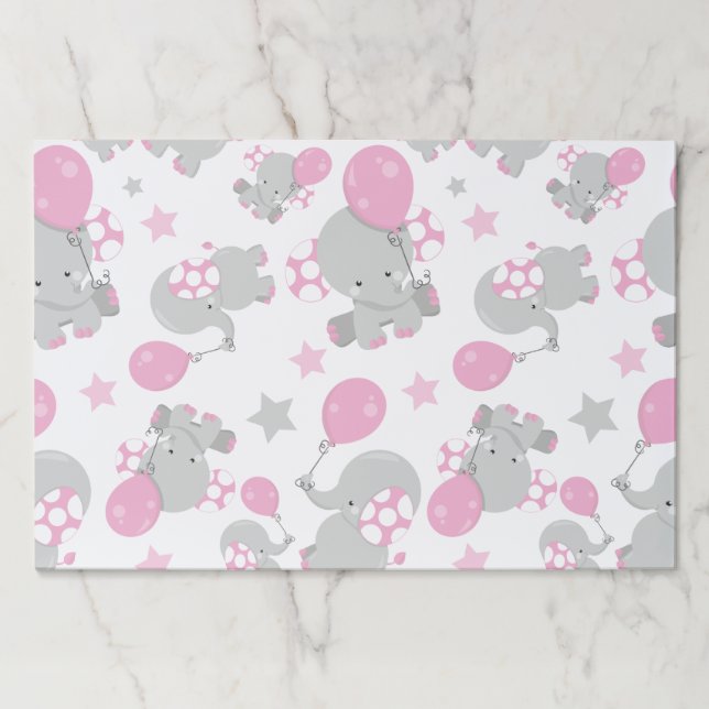 Pattern Of Elephants, Cute Elephants - Pink Gray Paper Pad (Front)