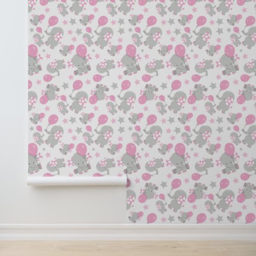 Pattern Of Elephants Cute Elephants _ Pink Gray Wallpaper