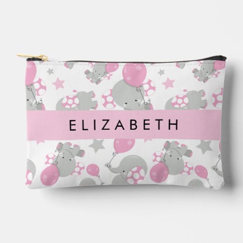 Pattern Of Elephants Cute Elephants Your Name Accessory Pouch