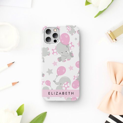 Pattern Of Elephants Cute Elephants Your Name iPhone 12 Pro Case