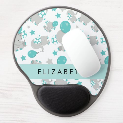 Pattern Of Elephants Cute Elephants Your Name Gel Mouse Pad