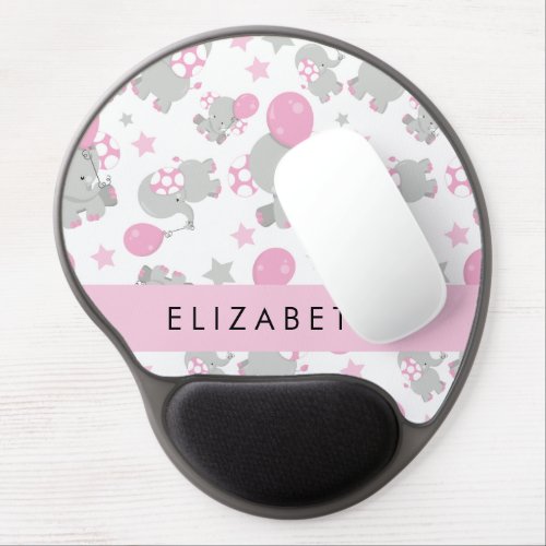 Pattern Of Elephants Cute Elephants Your Name Gel Mouse Pad