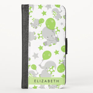 Pattern Of Elephants, Cute Elephants, Your Name iPhone X Wallet Case