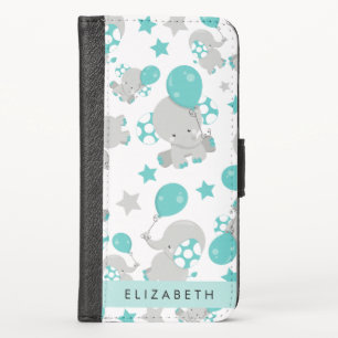 Pattern Of Elephants, Cute Elephants, Your Name iPhone X Wallet Case