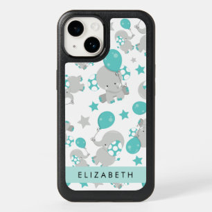 Pattern Of Elephants, Cute Elephants, Your Name OtterBox iPhone 14 Case