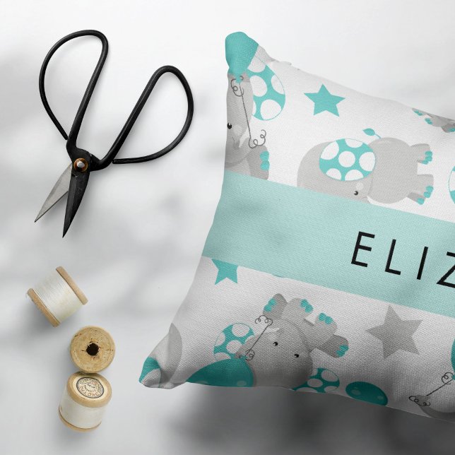 Pattern Of Elephants, Cute Elephants, Your Name Pillow Case (Creator Uploaded)